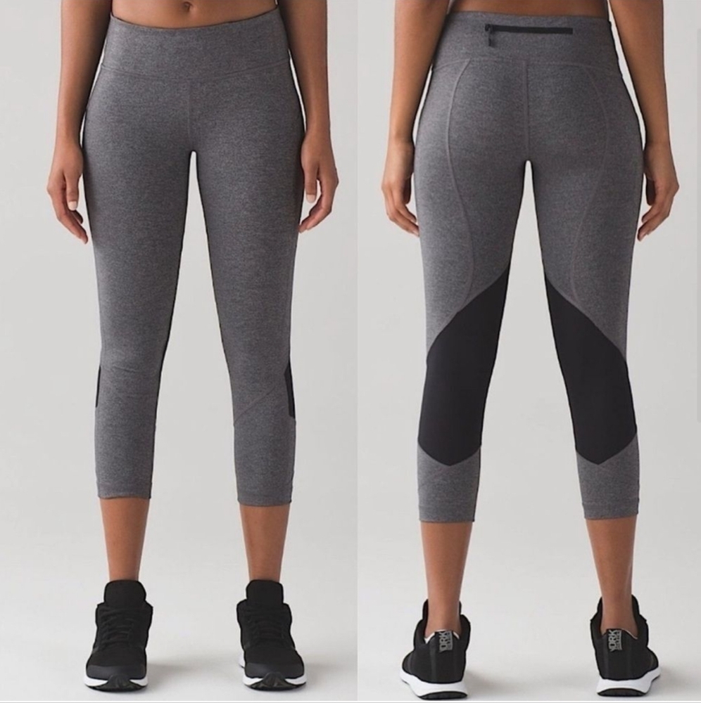Lululemon Gray and Black Leggings Size 8